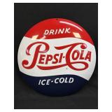 (C) Metal "Drink Pepsi-Cola Ice-Cold" Button Sign