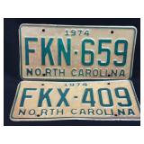 (C) 2-1974 North Carolina License Plates As