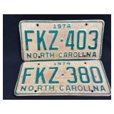 (C) 2-1974 North Carolina License Plates As