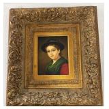 (F) Vintage Portrait Painting of a Young Girl
