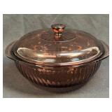 (A) Vintage Pyrex Cranberry 2 QT Round Casserole