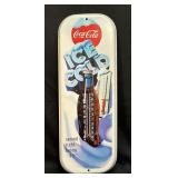 (B)1993 Coca Cola Metal Thermometer Sign16"Missing
