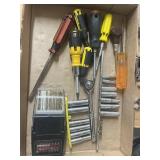 Tray Lot Of Assorted Ratchet, Various Sockets,