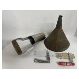 Two Pocket Knives, Bulb Planter, Early Funnel