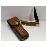 (SC) Browning Lockback Knife with Leather Sheath