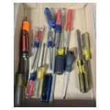 Tray Lot Of Assorted Screwdrivers & More