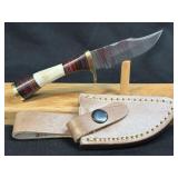 (SC) 6ï¿½ Damascus Style Fixed Blade Knife With