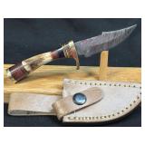 (SC) 6ï¿½ Damascus Style Fixed Blade Knife With
