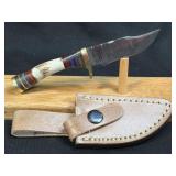 (SC) 6ï¿½ Damascus Style Fixed Blade Knife With