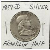 (SC) 1959-D Silver Franklin Half Dollar 90%
