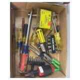 Tray Lot Of Assorted Tools Including Screwdrivers