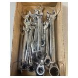 Tray Lot Of Assorted Reversible Gear Wrenches