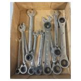 Tray Lot Of Assorted Reversible Gear Wrenches