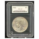 (SC) 1922-P Peace Dollar 90% Silver MS66
