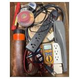 Assorted Items Including Power Strip, Flash Light
