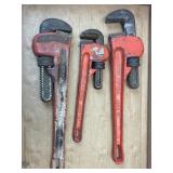 (3) Assorted Sizes Heavy Duty Pipe Wrenches