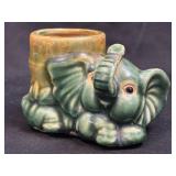 (C) Majolica Ceramic Planter Vase With Figural