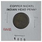 (SC) 1859 Copper Nickel Indian Head Penny Rare