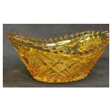 (C) Vintage LE Smith Hobstar Amber Cut Glass Saw