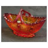 (C) Vintage 1960's Fenton Amberina Split Handled