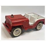 (C) Tonka Jeep Red Fire circa 1960s Steel 9.5' As