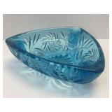 (B) Vintage Aqua Blue Starburst Pattern Glass