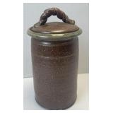 (B) Antique Salt Glaze Lidded Pottery Jar 9.75ï¿½