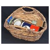 (D) Handwoven Wicker Basket and Contents As