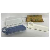 (D) 4 pc. Pottery Butter Dishes as Shown