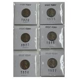 (SC) 6 Wheat Pennies