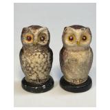(D) 2 Miniature Cast Iron Owl Figurines