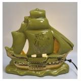 (C) VINTAGE MID CENTURY CERAMIC SAILING SHIP TV