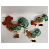 (B) Set of 3 Vintage Wall Pocket Roosters