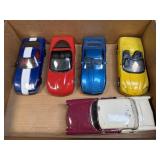 (C) 4 Plastic Cars and 1 Diecast Car As Pictured