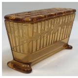 (C) Vintage Amber Etched Floral Depression Glass