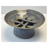 (D) Artisan Stoneware Flower Frog Signed