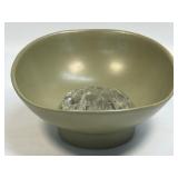 (C) Mid-Century Avocado Green Floraline Bowl 434