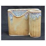 (C) Vintage Art Pottery Glazed Pen Holder Brown