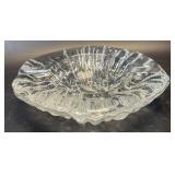 (B) Vintage Blenko Clear Glass 3 Footed Ashtray