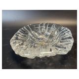 (B) Vintage Blenko Clear Glass 3 Footed Ashtray
