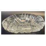 (B) Vintage Blenko Clear Glass 3 Footed Ashtray