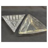 (D) 2 Glass Triangle Ashtrays As Pictured
