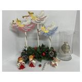(D) Christmas Decorations Lot and Vase as Shown