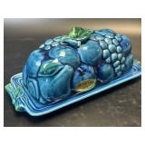 (B) Inarco Indigo Blue Butterdish Fruit Japan