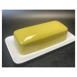 (B) Vintage Mikasa Cera Stone Yellow Butter Dish