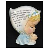 (A) Vintage Lefton Blue Girl Praying Wall Plaque
