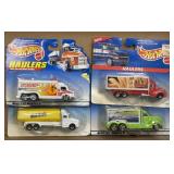 (D) 4 Hot Wheels Haulers Diecast Trucks As