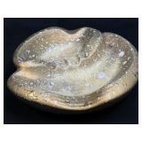 (A) Vintage Gold Tone White Speckled Pottery