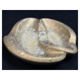 (A) Vintage Gold Tone White Speckled Pottery