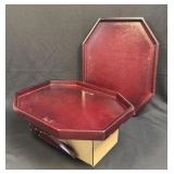 (A) Set of 2 Octagonal Wooden Sofa Arm Tray,